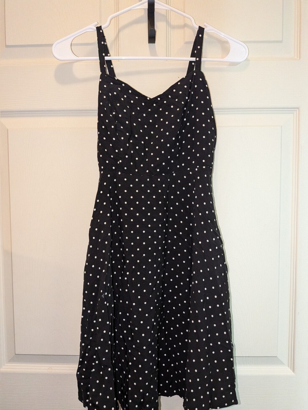 Old Navy Black Polka Dot Midi Dress with Spaghetti Straps